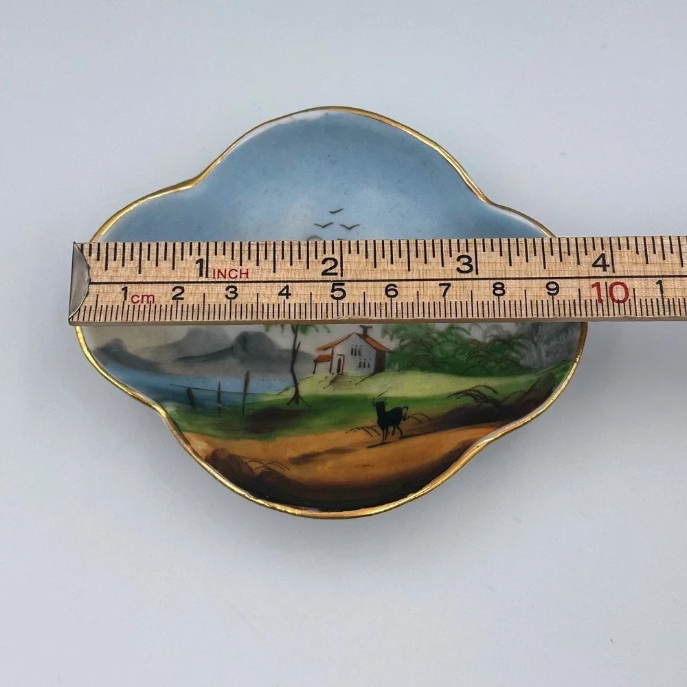 Vintage MCM Japanese‎ Landscape Porcelain Hand Decorated Teacup & Saucer